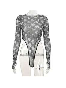 Body Panty Blusa Transparente Manga Larga - Negro - Ver 6