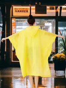 1PC Waterproof EVA Rain Poncho, Yellow Non Disposable Women Raincoat For Hiking - Yellow - View 4
