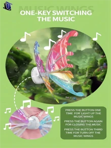 女性電動精靈翅膀,帶有led燈和音樂的發光移動蝴蝶翅膀,可作為生日派對服裝玩具、公主角色扮演、情人節裝扮、假日禮物、玩具 - 粉色 - 查看 8