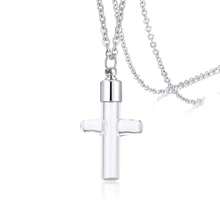 1入綠十字形玻璃小瓶頸鍊,帶可開啟吊墜,男女適用於日常佩戴,可用於裝香水、精油、寵物骨灰等。 - 白色 - 查看 2