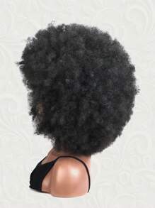 短款卷曲合成非洲假发，耐热蓬松卷曲假发，适合哥特风、派对、角色扮演和日常佩戴，自然黑色 - 黑色 - 查看 4