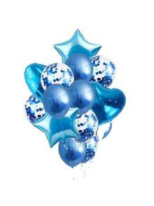 14pcs Aluminum Film Star & Heart Shaped Glitter Balloons For Party And Birthday Decoration - Orange - View 5