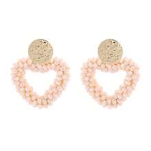 1 對時尚波西米亞風格心形設計米珠和串珠編織元素耳環,適合日常佩戴和情人節 - 愛心 - 查看 15