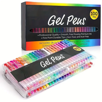 1pc Colorful Gel Pen With Unique Colors (No Duplicates) Set For Children And Adults Coloring Books, Drawing Examples, Art Supplies (Random Text Accessory, Random Packaging),Back To School
