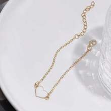 2pcs/Set Fashionable Classic Leather Watch With Exquisite Heart Shaped Bracelet - White - View 3