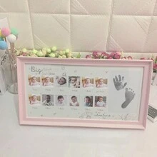 1 件浅粉色婴儿 12 个月大手脚印纪念相框婴儿成长记录创意相框婴儿派对复活节礼物适合女孩/男孩 - 淺粉色 - 查看 2