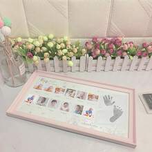 1 件浅粉色婴儿 12 个月大手脚印纪念相框婴儿成长记录创意相框婴儿派对复活节礼物适合女孩/男孩 - 淺粉色 - 查看 5