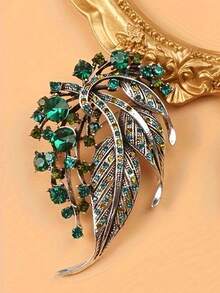 Big Water Drop Rainbow Crystal Moon Brooches Fashion Luxury Elegant Alloy Brooch Lady Party Pins Birthday Gifts - Green - View 3