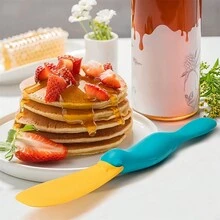 1PC Bread Cheese Smear Brush Cute Sauce Jar Silicone Scraper Bread Butter Spreader Non-Stick Kitchen Gadge - Blue - View 6