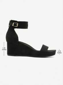 Women Black Open Toe Buckle Ankle Strap Summer Platform  Valentine's Day  Wedge Sandals - màu đen - Xem 5