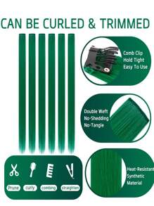 8 PCS Colored Clip In Hair Extensions 20 Inch Long Multi Color Party Bright And Vibrant Rainbow Hair Extensions Synthetic Colored Wigs For Halloween Parties At Music Festivals