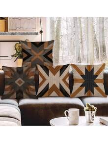 4pcs/Set Geometric & Bohemian Pattern Decorative Pillow Covers (Without Inner Pillow), Perfect For Decorating Family Sofa - Multicolor - View 4