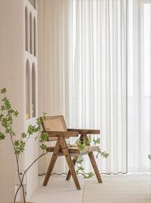 1 件装透明亚麻薄纱窗帘杆，简约且多功能 - 米色 - 查看 6