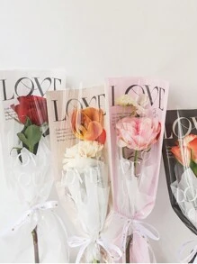 20/10 件混色单朵玫瑰花包装袋，情人节礼品袋（不含绳子） - 單顆玫瑰包裝袋 - 查看 4