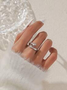 1件金屬開放式設計手環指形女戒,精美時尚 - 擁抱手掌單戒 - 查看 4