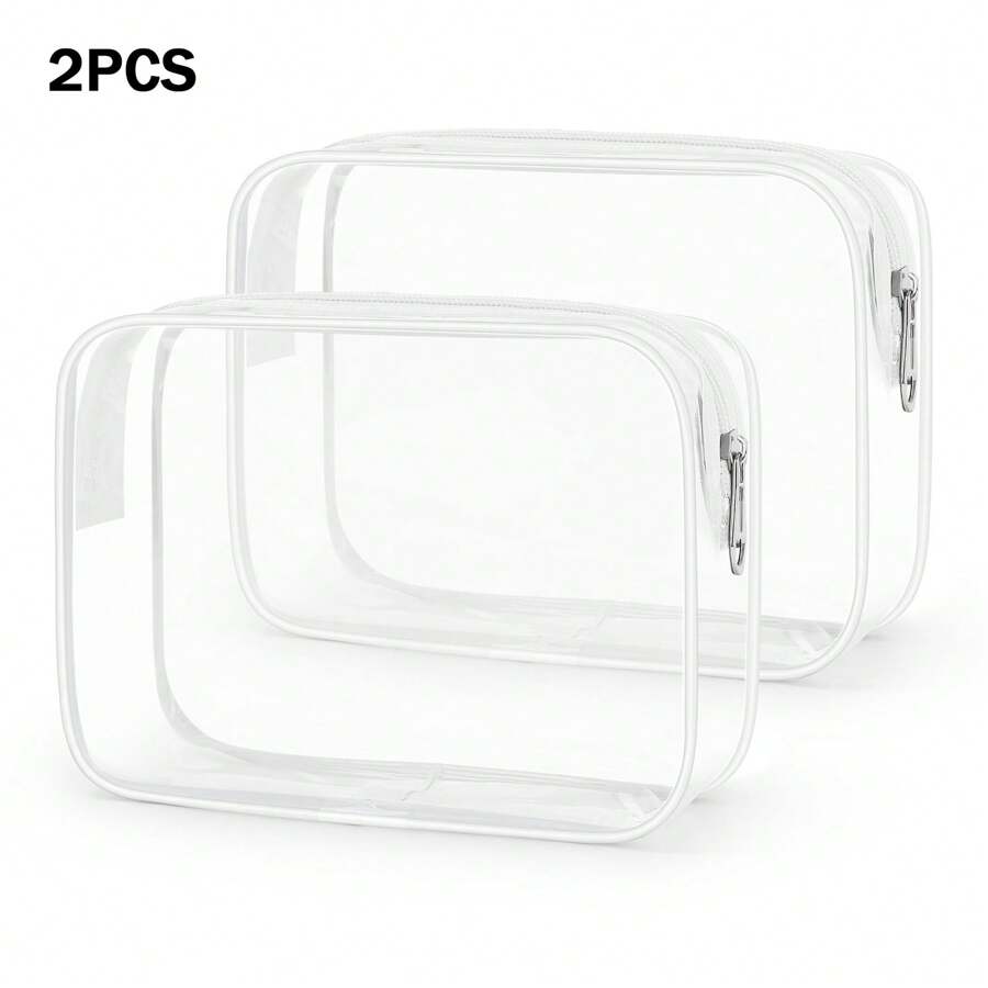 2 Pcs Clear Cosmetic Bags, PVC Makeup Bags, TSA Approved Toiletry