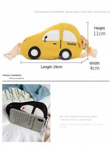 Cute Cartoon Car Shaped Kids' Crossbody Bag Coin Purse, Vehicle Shoulder Bag, Cool Bag For Children