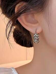 1 對橢圓形雙面水晶吊墜耳環,別緻簡約精緻華麗女士珠寶 - 彩色 - 查看 7