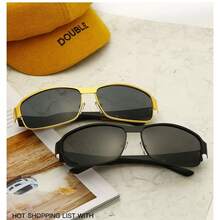 1 件金属材质时尚眼镜，变色镜片，适合驾驶和钓鱼，日夜两用 - 灰色 - 查看 8