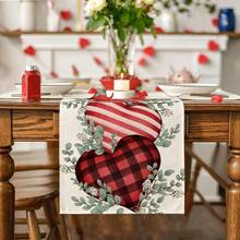 1pc Valentine's Day Table Runner Linen Printed Tablecloth Home Sofa Decoration Party Festive Atmosphere Decoration - Multicolor - View 7
