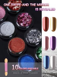 1瓶y2k藍色銀鏡,10瓶y2k美學金屬鏡面效應全息變色顏料,共10種適用於美甲gel指甲油美人魚獨角獸磨砂粉,diy - 藍色 - 查看 2