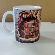 1個3d書架杯/縫紉機水杯,創意突破設計多功能杯,為讀者提供獨特禮物,適用於圖書館、辦公室或各種餐廳的洗澡杯、日常飲水杯,桌面個性化水杯陶瓷杯 - 彩色 - 查看 5
