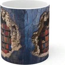 1個3d書架杯/縫紉機水杯,創意突破設計多功能杯,為讀者提供獨特禮物,適用於圖書館、辦公室或各種餐廳的洗澡杯、日常飲水杯,桌面個性化水杯陶瓷杯 - 彩色 - 查看 4