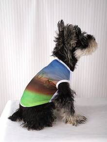 1件卡通狗印花馬甲寵物衣服,柔軟舒適適合四季穿著 - 彩色 - 查看 3