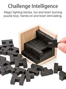 1套古典建築積木孔明鎖,魯班鎖辦公室減壓益智玩具,部分零件可能會隨機 - 彩色 - 查看 4