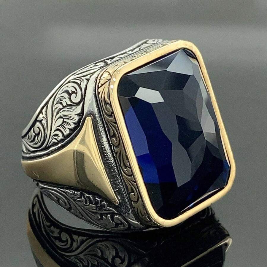 1pc Fashionable Business Retro Statement Ring In Niche Design, Suitable For Men's Daily Wear - Antique Silver - View 1