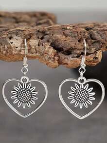 1pair Simple Alloy Number 2024 Earrings For Women, New Year Gift - Silver - View 2