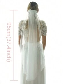 1 Pc Women 1 Tier Fingertip Length Simple Wedding Bridal Veil For Wedding Party Ivory Halloween