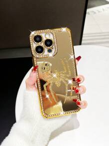 一個鑲有水鑽/電鍍/激光雕刻/中空/鑲嵌蜘蛛tpu手機殼,適用於iphone 7/8/se2/iphone7p/8p/iphone X/xs/xr/iphonexs Max/iphone11/iphone11 Pro/iphone11 Pro Max/iphone12/iphone12 Pro/iphone11 Pro Max/iphone12/iphone 12 Pro/iphone12 Pro Max/iphone 13/iphone 13 Pro/iphone13 Pro Max/iphone 14/iphone 14 Pro/iphone 14 Plus/iphone14 Pro Max/iphone 15/iphone 15 Pro/iphone 15 Plus/iphone15 Pro Max - 金色 - 查看 2