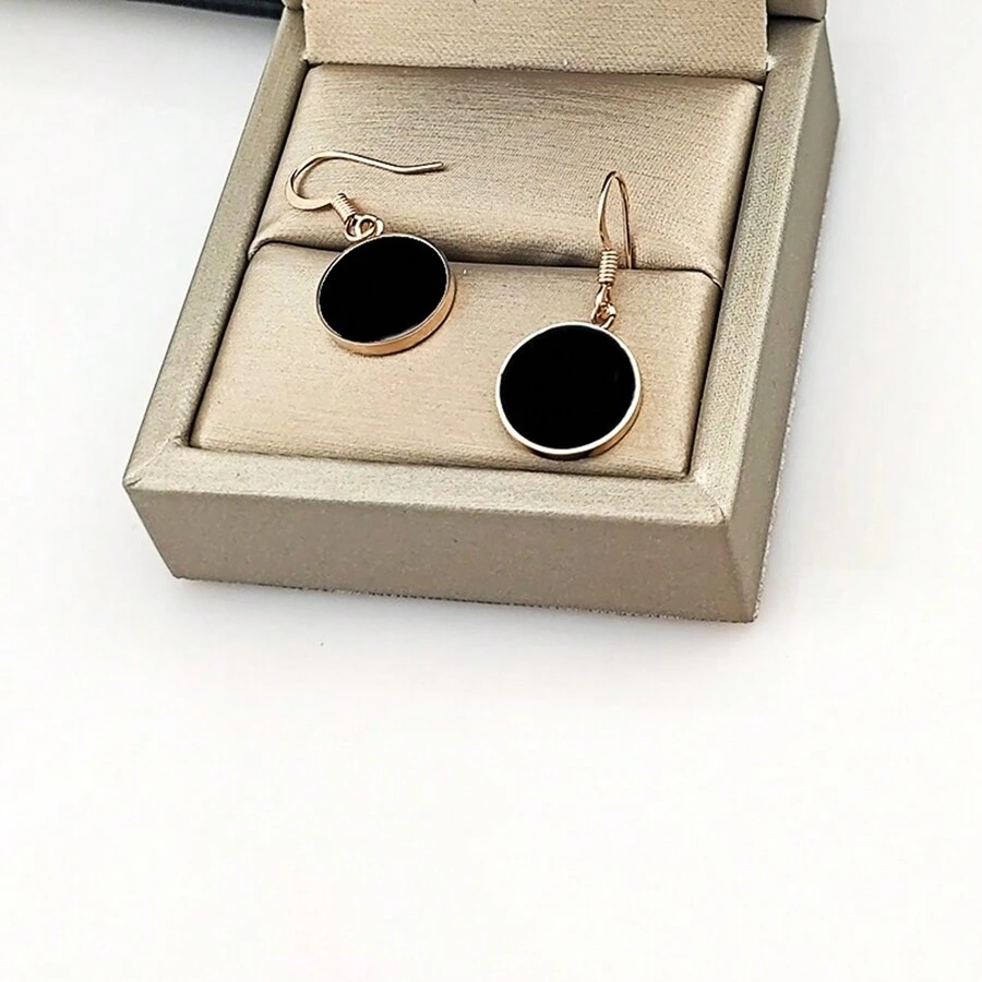 1pair European And American Style Ins Simple Geometric Shape Titanium Steel Earrings, Suitable For Women To Wear On Various Occasions - AEE-363 Round - View 1