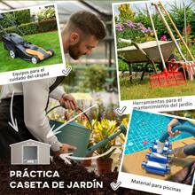 Outsunny Cobertizo de Jardín 340x386x200 cm con Base 13,1 m² Caseta Exterior de Metálica para Almacenamiento de Herramientas con Puertas Correderas y Ventilaciones - Gris Claro - Ver 8