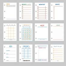 1pc(60张)3孔活页本迷你3孔替芯活页本内页内芯方形日周计划手帐计划本自律卡本效率贴纸本简约贴纸纸每日计划周计划备忘录多功能学生便利贴本可撕不干胶便签纸自律每日计划本时间管理周计划todo list计划打卡卡可爱ins风手账留言本 - 多色-僅紙張 - 查看 2