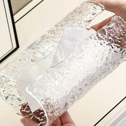 1 件亚克力透明水波纹纸巾盒家居浴室装饰浴室收纳秋季装饰返校