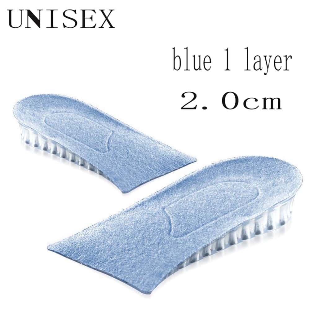 麂皮和矽膠隱形增高鞋墊,為男女運動鞋提供緩衝減震,可半墊式提供腳跟緩衝,2cm/3.5cm/5cm可選 - 藍色 - 查看 1