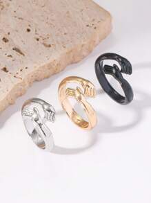 1pc Fashionable Simple Hug Of Love Open Ring, Adjustable Women's Jewelry Gift - Multicolor - View 9