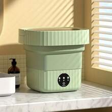 1件6l可折疊便攜式洗衣機-適用於家庭,旅行,宿舍等-快速清洗和脫水內衣和更多！ - 綠色 - 查看 1