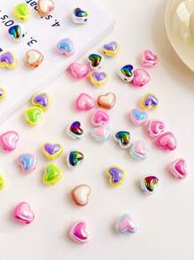 chenming 15入組多種顏色的塑膠愛心珠子,非常適合學生日常佩戴和節日diy工藝品製作 - 15pcs - 查看 4