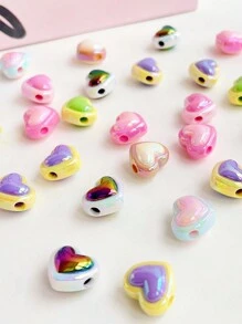 chenming 15入組多種顏色的塑膠愛心珠子,非常適合學生日常佩戴和節日diy工藝品製作 - 15pcs - 查看 2