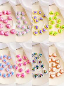 chenming 15入組多種顏色的塑膠愛心珠子,非常適合學生日常佩戴和節日diy工藝品製作 - 15pcs - 查看 6