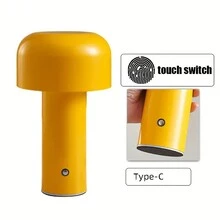 1 Table Lamp For Cordless Touch Dimming, USB Rechargeable LED Night Light, Modern Mushroom Table Lamp For Living Room/Bar/Bedroom/Bedside/Study/Home/Office - Pink - View 5