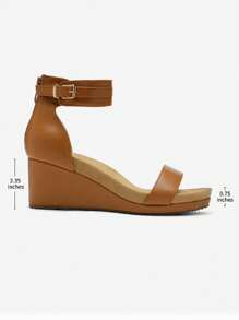 Women Black Open Toe Buckle Ankle Strap Summer Platform  Valentine's Day  Wedge Sandals - Lạc đà - Xem 6