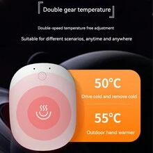 1pc Rechargeable Mini Portable Electric Hand Warmer With 2 Temperature Settings And Dynamic Charcoal Fire Atmosphere Light For Home Office Use, Winter Handheld Heating Pad - Pink - View 7