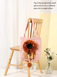 BJAYPET 1pc Small Lion Shaped Shoulder Pet Carrier For Small Cats And Dogs With Head Out Design - Pink - View 7