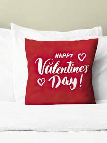 1 件情人節情書和心形圖案數位印花日常使用枕頭套 - 乾枯玫瑰色 - 查看 3