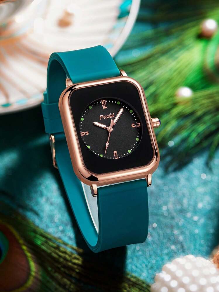 Poshi Silicone Strap Quartz Watch - Green - View 4