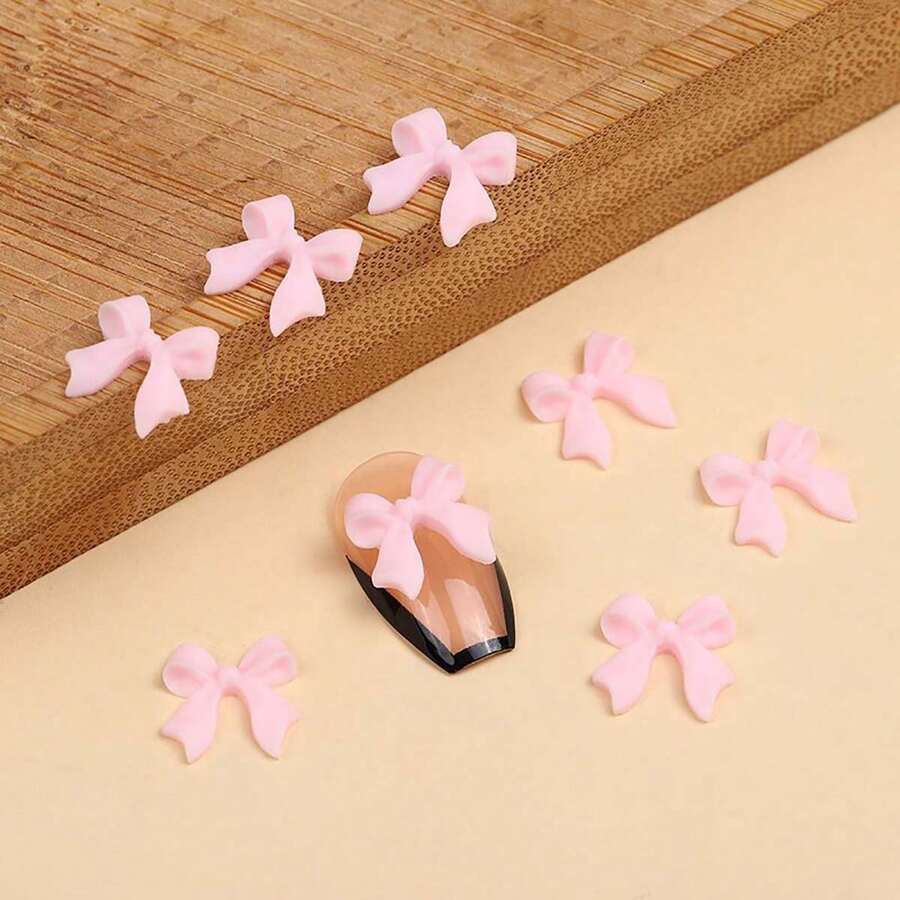 50pcs Resin Bowtie Streamers 3d Nail Art Decorations With Rhinestone Nail Supplies DIY Nail Charms Nail Gems